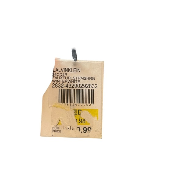 New!! Calvin Klein Cream Crop Open Fur Long Sleeve Cardigan Sweater Sz Medium - Picture 9 of 9